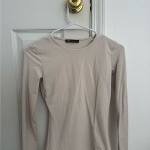 Zara Neutral Long Sleeve Top